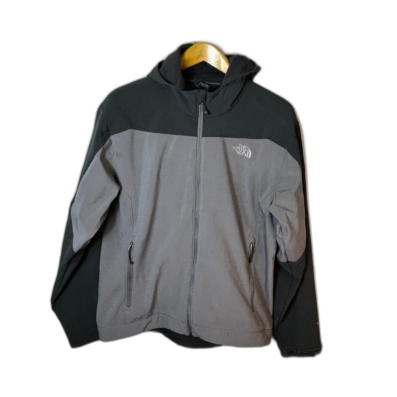 The North Face Apex Gray Soft Shell Fleece Lined Full Zip Hooded Jacket Sz L - Picture 2 of 15